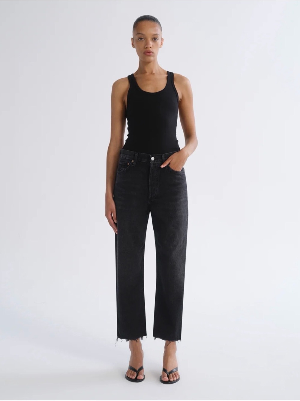 AGOLDE 90'S CROP MID RISE STRAIGHT (WEIGHTLESS) in Tar